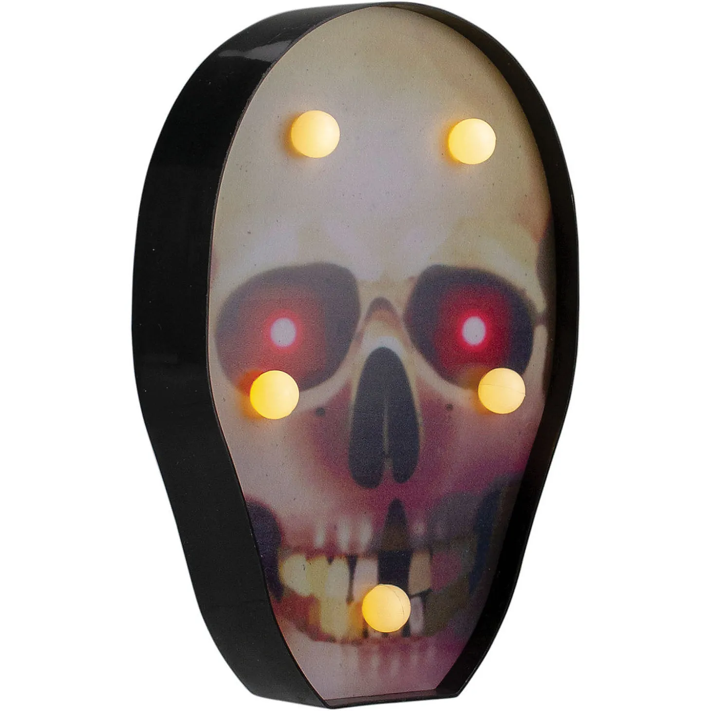 Northlight 7" Lighted Black And Red Skull Halloween Decoration