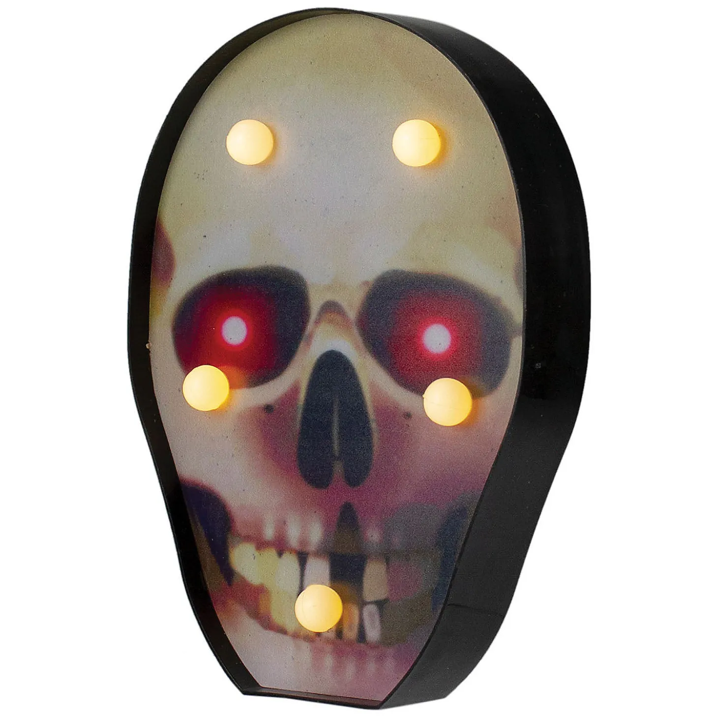 Northlight 7" Lighted Black And Red Skull Halloween Decoration