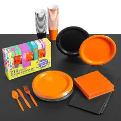 Orange & Black Tableware Kit For 48