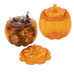 Orange Pumpkin Plastic Favor Containers - 12 Pc.