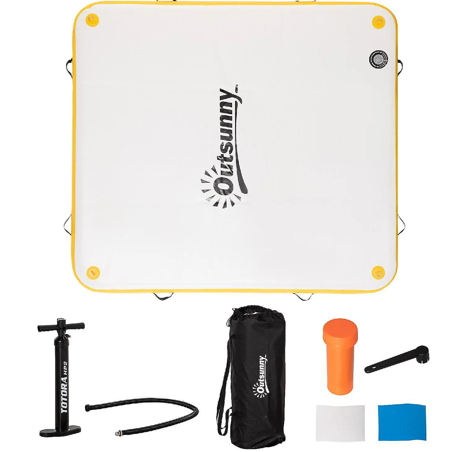 Outsunny Water Inflatable Floating Dock Inflatable Platform Island Large Floating Mat With Air Pump And Backpack For Pool Beach Ocean White