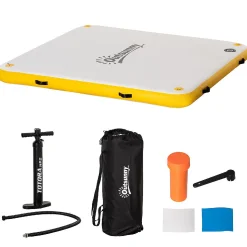 Outsunny Water Inflatable Floating Dock Inflatable Platform Island Large Floating Mat With Air Pump And Backpack For Pool Beach Ocean White