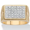 Palmbeach Jewelry Men's Yellow Gold-Plated Genuine Diamond Accent Watchband Style Ring Sizes 8-16