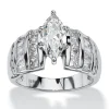 Palmbeach Jewelry Platinum-Plated Sterling Silver Marquise Cut Cubic Zirconia Channel Set Engagement Ring Sizes 7-12