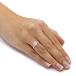 Palmbeach Jewelry Sterling Silver Round Cubic Zirconia Solitaire Engagement Ring Sizes 5-10