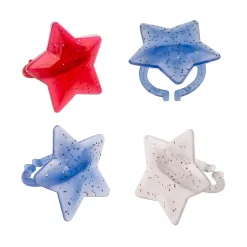 Patriotic Star-Shaped Glitter Rings - 24 Pc.
