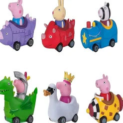 Peppa Pig Mini Buggies, 6 Pack Set - Peppa, George Pig, Zoe Zebra & Richard Rabbit In Fun Vehicles & Cars - Easter Toy Gift For Kids - Ages 2+