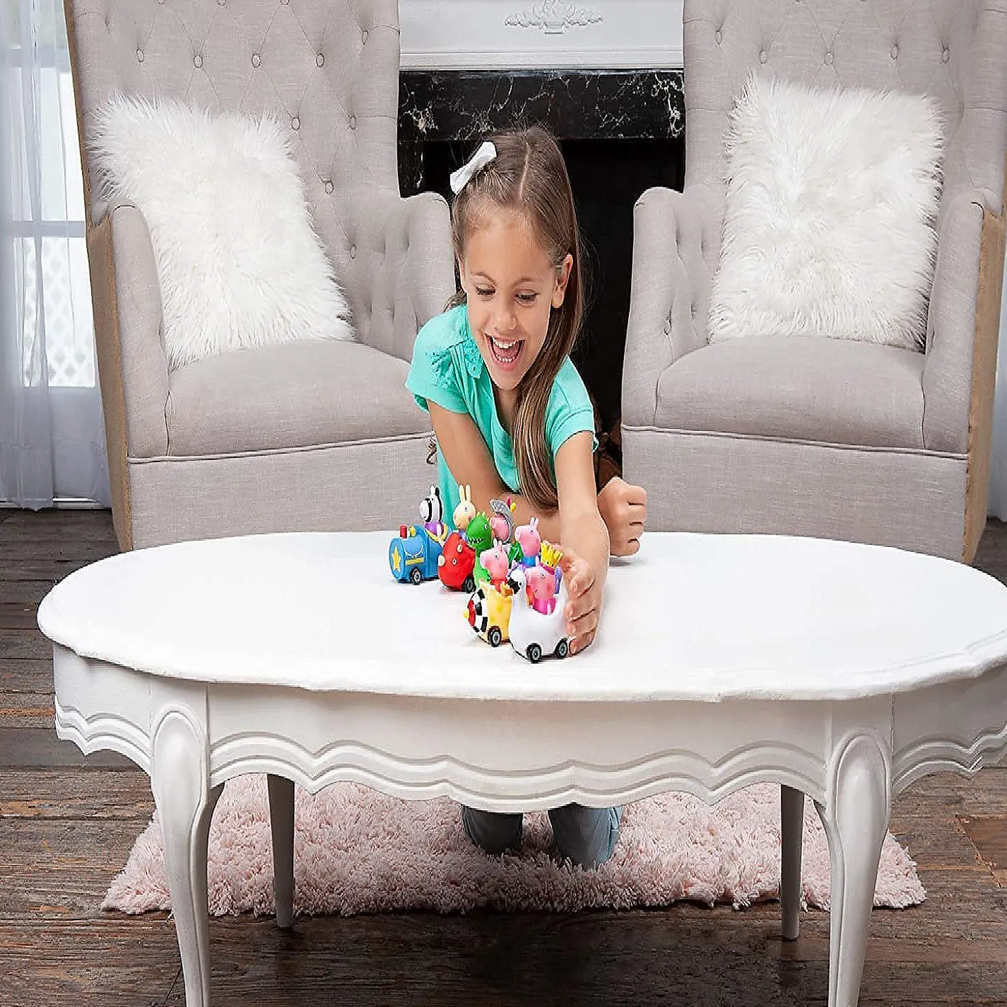 Peppa Pig Mini Buggies, 6 Pack Set - Peppa, George Pig, Zoe Zebra & Richard Rabbit In Fun Vehicles & Cars - Easter Toy Gift For Kids - Ages 2+