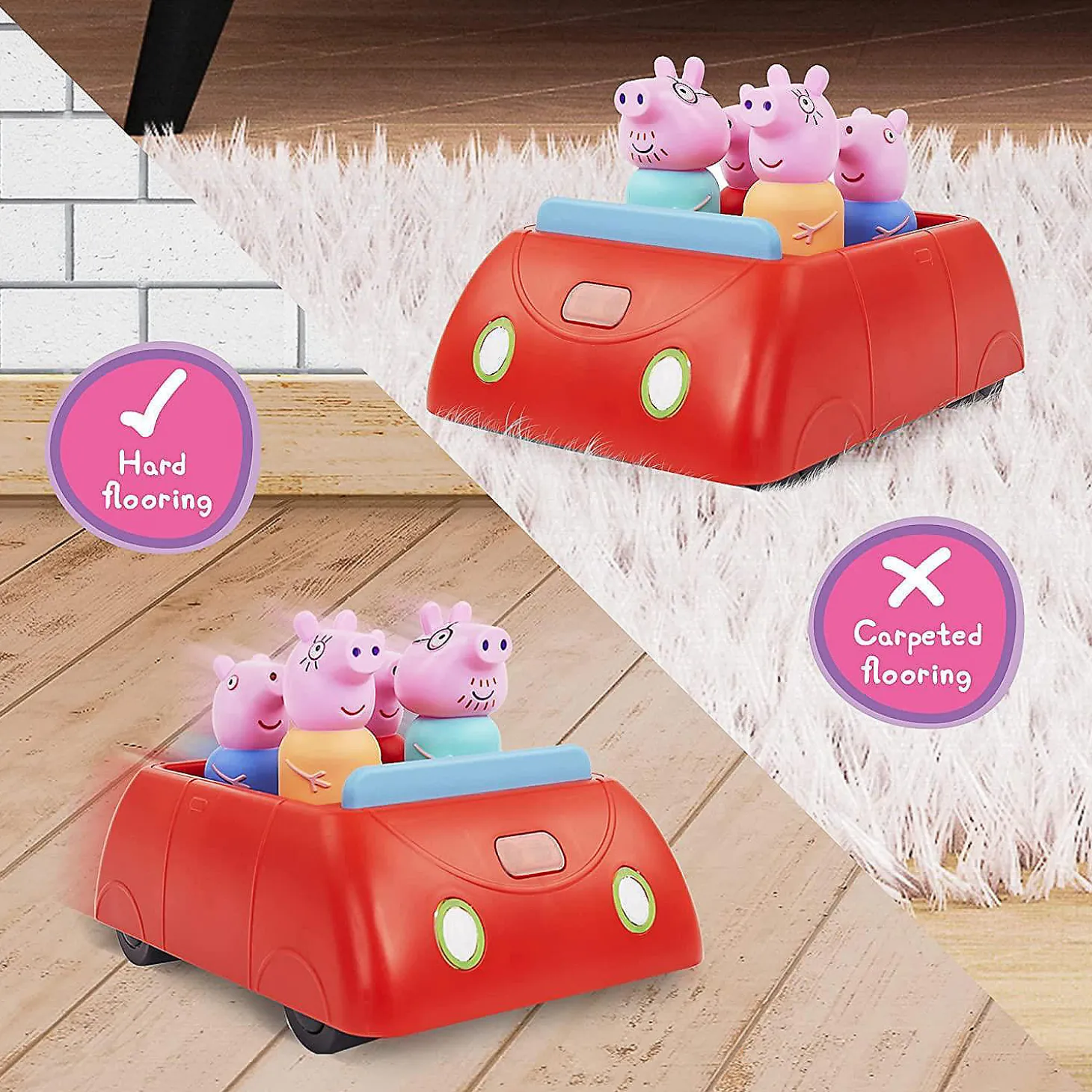 Peppa Pig's Family Red Clever Car Lights Sounds George Daddy Mummy Pig Wow! Stuff