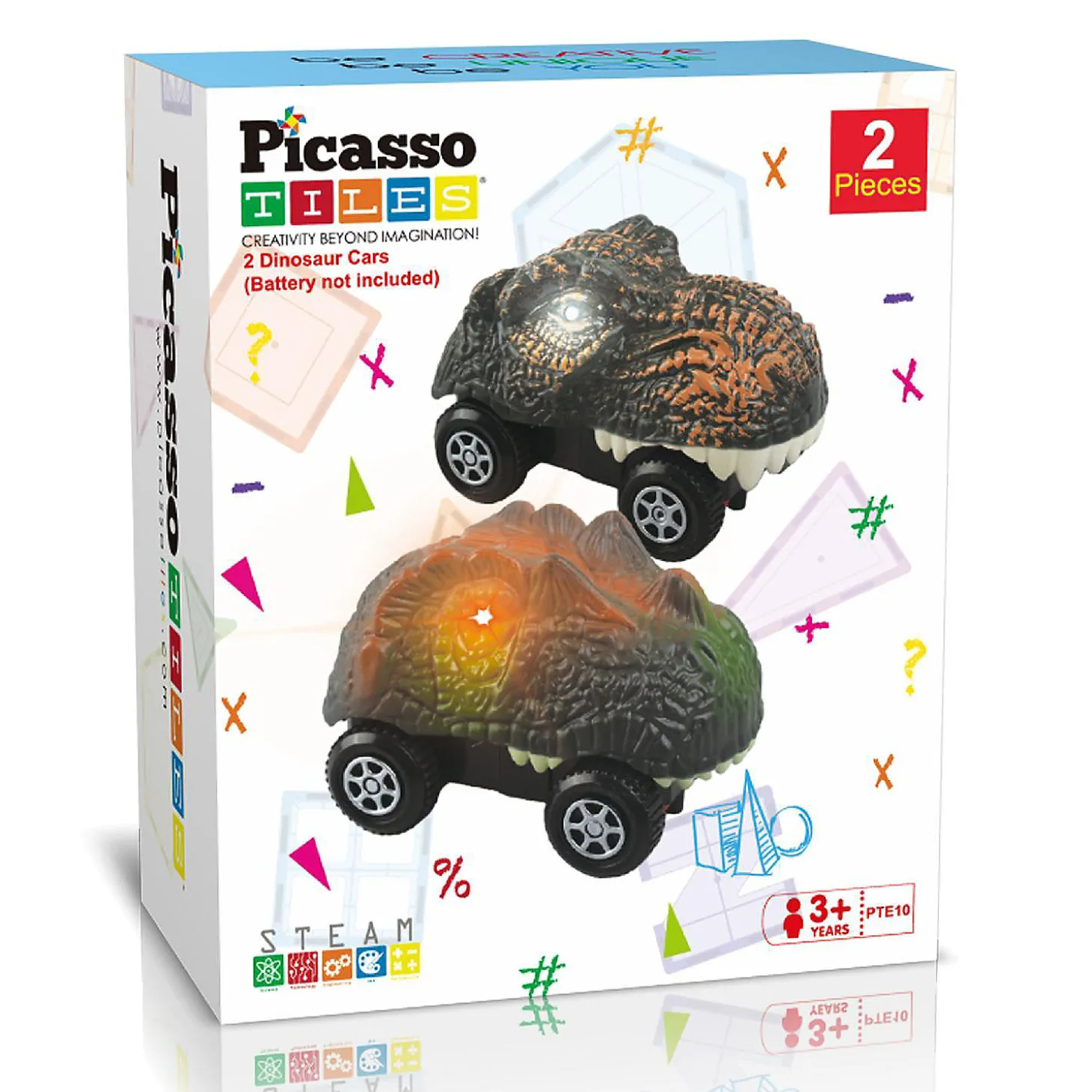 Picassotiles 2 Dinosaur Cars For Race Track