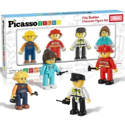 Picassotiles 4 Piece City Builder Character Figure Set