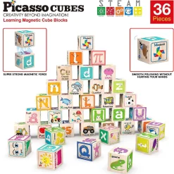 Picassotiles 36 Piece Letter & Alphabet Magnetic Cubes