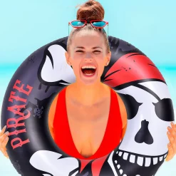 Pool Central 45" Black Inflatable Pirate Inner Tube Pool Float