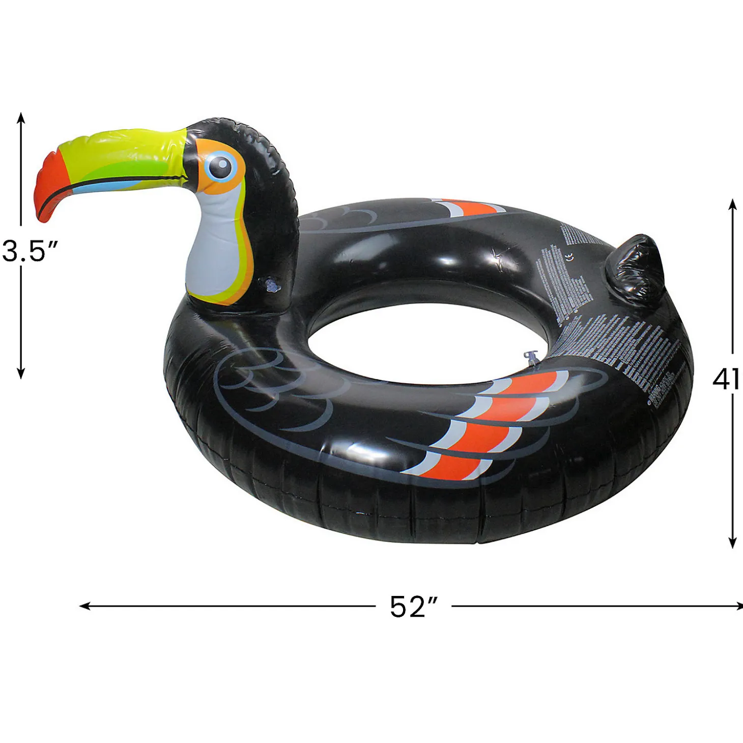 Pool Central 52" Inflatable Black And Yellow Giant Toucan Pool Ring Float