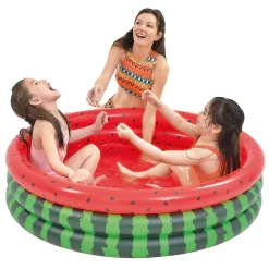 Pool Central 47" Inflatable Round 3 Ring Watermelon Kiddie Swimming Pool