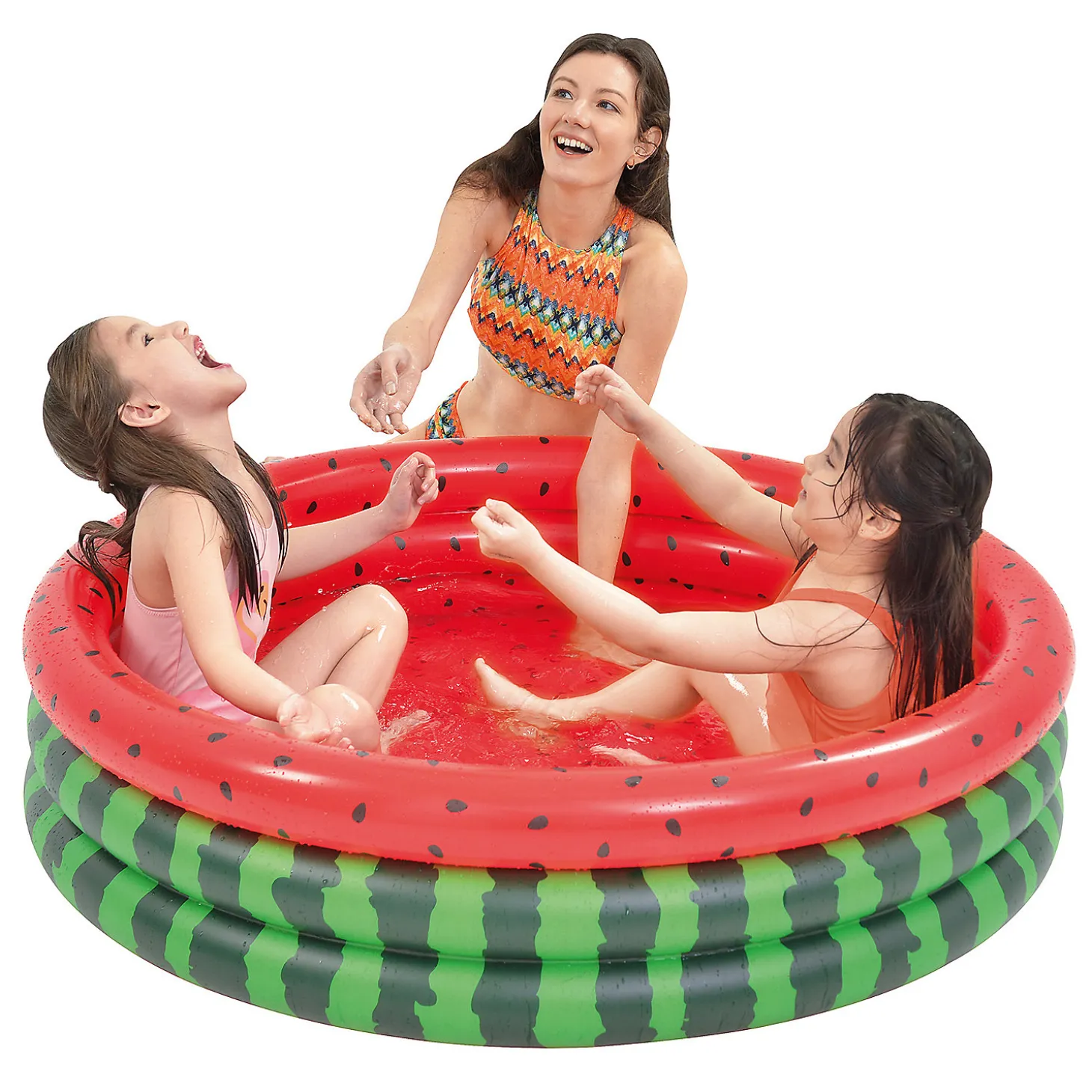 Pool Central 47" Inflatable Round 3 Ring Watermelon Kiddie Swimming Pool