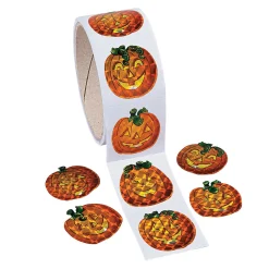 Prism Pumpkin Sticker Roll - 100 Pc.