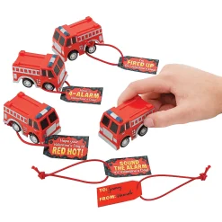Pull-Back Fire Truck Valentine Exchanges With Card For 12