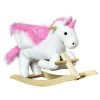 Qaba Kids Rocking Horse Plush Unicorn W/Lullby Song 18-36Mo