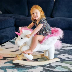 Qaba Kids Rocking Horse Plush Unicorn W/Lullby Song 18-36Mo