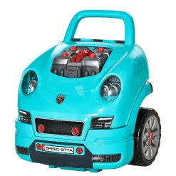 Qaba Mechanic Kids Truck Engine Toy Set Car Service Playset Engine Disassembly Play Workshop Includes 61 Pieces Steering Wheel Horn Light For 3 5 Years Old Teal