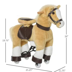 Qaba Ride On Walking Rolling Kids Horse With Easy Rolling Wheels Soft Huggable Body And A Large Size For Kids 3 8 Years