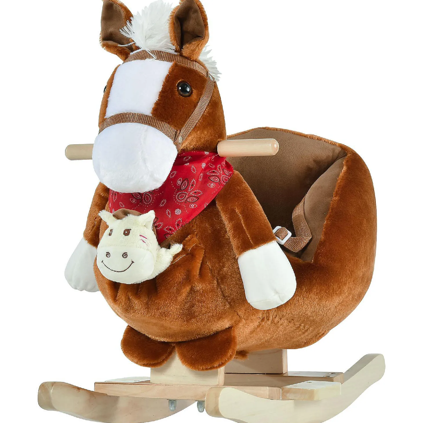 Qaba Rocking Horse Plush W/Music 18-36Mo Brown