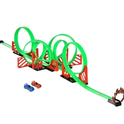 Qaba Track Builder Loop Kit Criss Cross Track Set Starter Kit With Pull Back Cars For 3 6 Years Old Boys And Girls Green