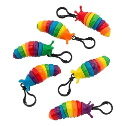 Rainbow Fidget Slug Backpack Clip Keychains - 24 Pc.