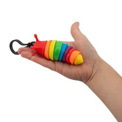 Rainbow Fidget Slug Backpack Clip Keychains - 24 Pc.