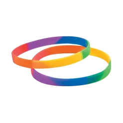 Rainbow Thin Band Silicone Bracelets - 24 Pc.