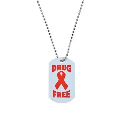 Red Ribbon Week Dog Tag Necklaces - 12 Pc.