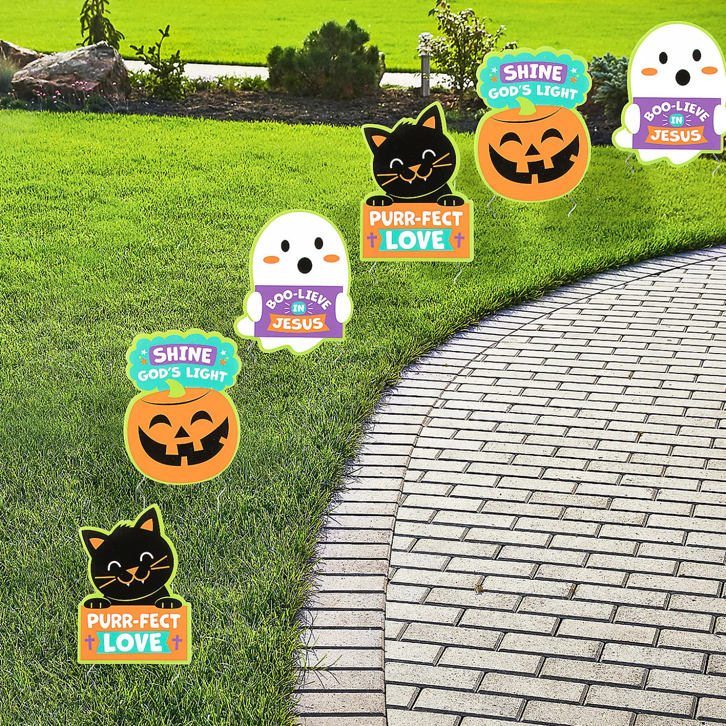 Religious Halloween Sidewalk Yard Signs - 6 Pc.