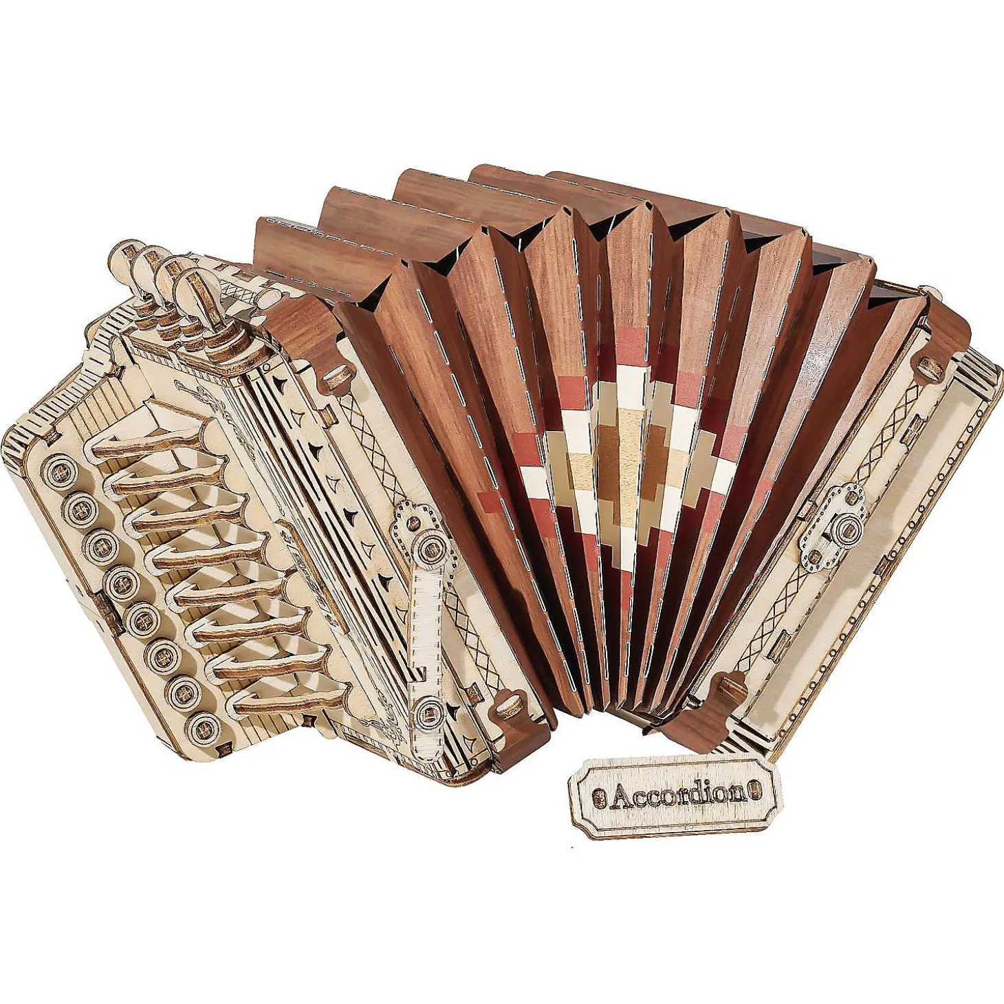 Robotime 3D Diy Wooden Musical Instrument - Puzzle Game Assembly Model - Accordion Toy Gift For Children