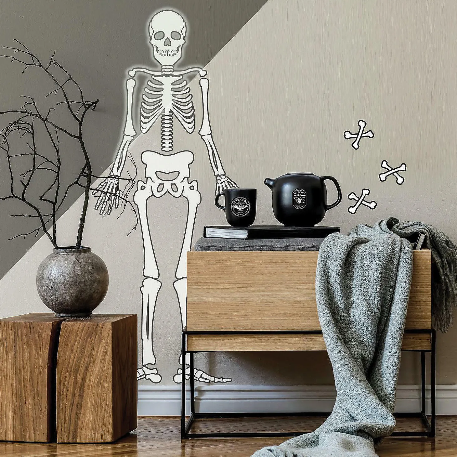 Roommates Skeleton Glow In The Dark Peel And Stick Giant Wall Decals
