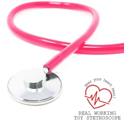 Skeleteen Pink Doctor's Stethoscope Toy - Doctor Or Nurse Pretend Play Costume Accessories And Prop Toys For Kids - 1 Piece