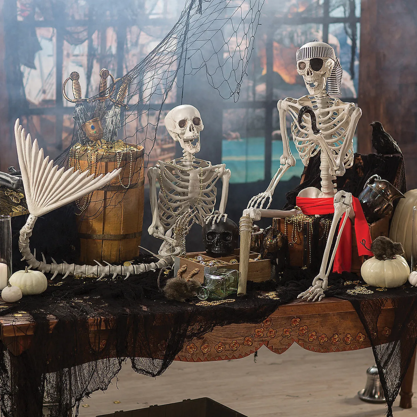 Skeleton Mermaid & Pirate Couple Halloween Decorations