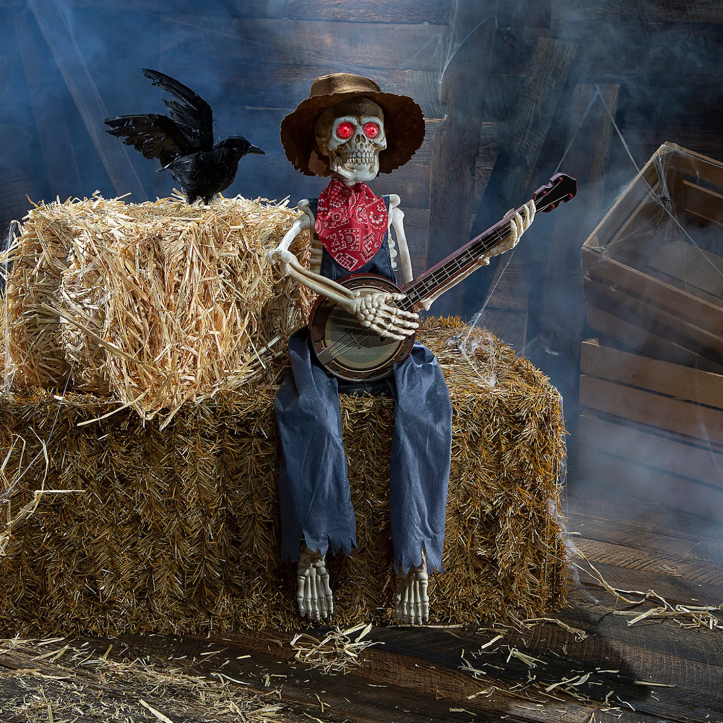Skeleton Playing Banjo Animated Halloween Decoration