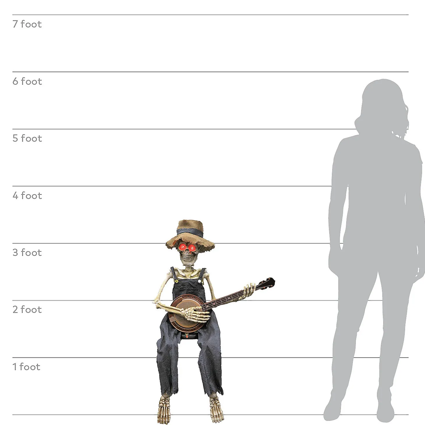 Skeleton Playing Banjo Animated Halloween Decoration