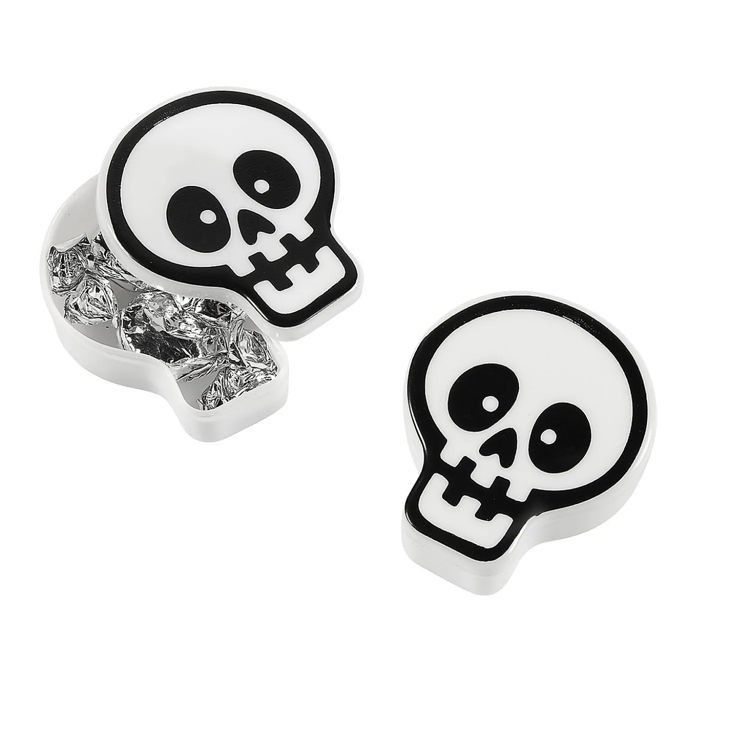 Skull-Shaped Bpa-Free Plastic Favor Containers - 12 Pc.