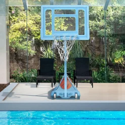 Soozier Pool Side Portable Basketball Hoop System Stand Goal With Height Adjustable 3Ft 4Ft 32'' Backboard