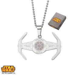 Star Wars Tie Fighter Stainless Steel 22" Chain Pendant Necklace
