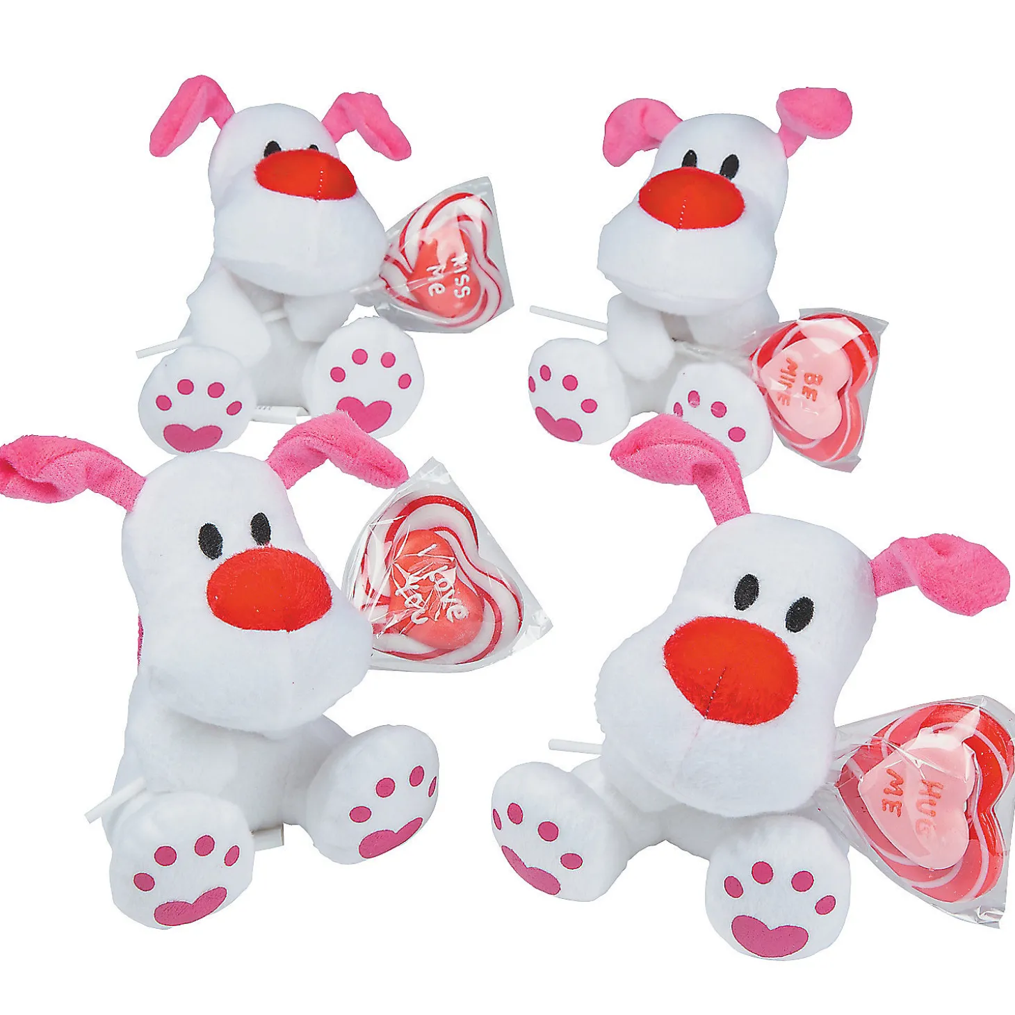 Stuffed Dog With Lollipop Valentine Exchanges For 12