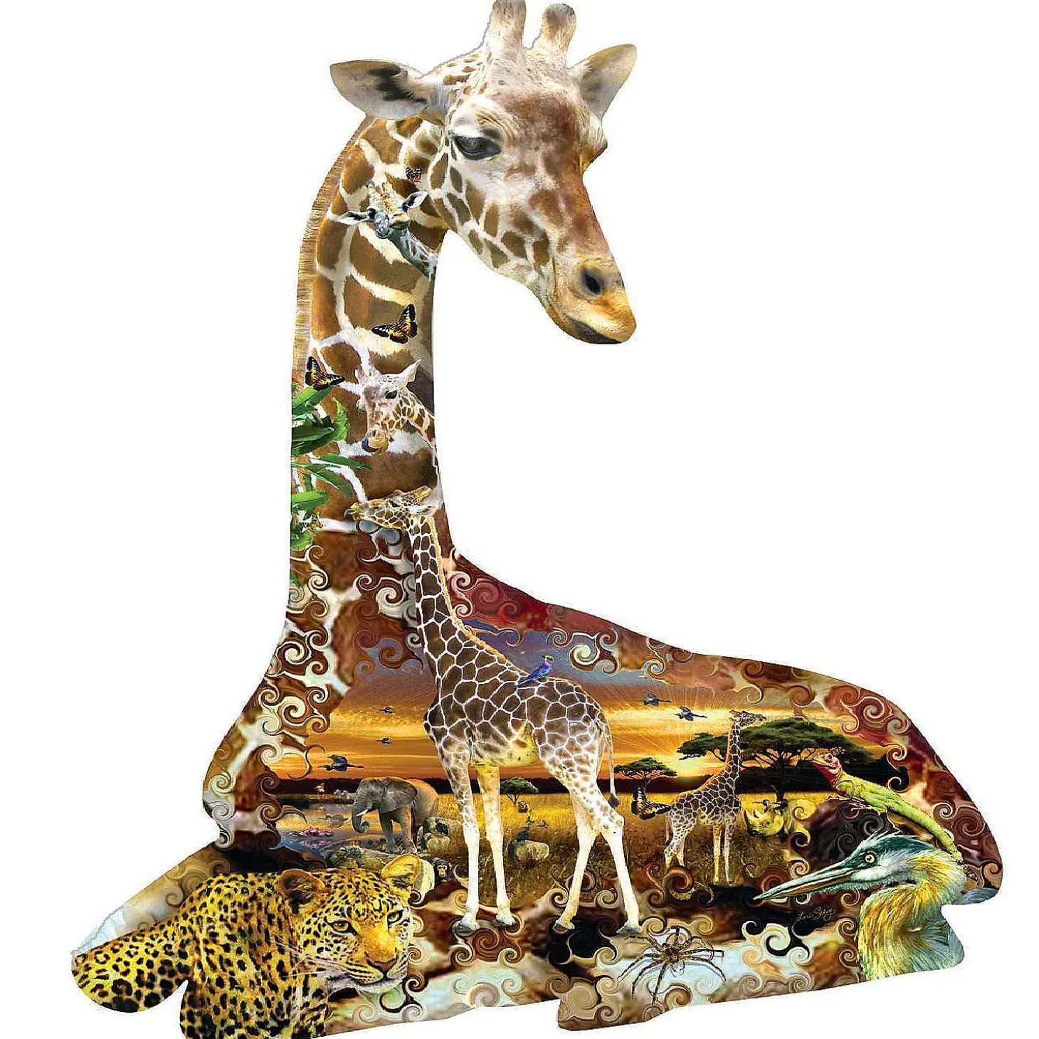 Sunsout African Spots 700 Pc Special Shape Jigsaw Puzzle