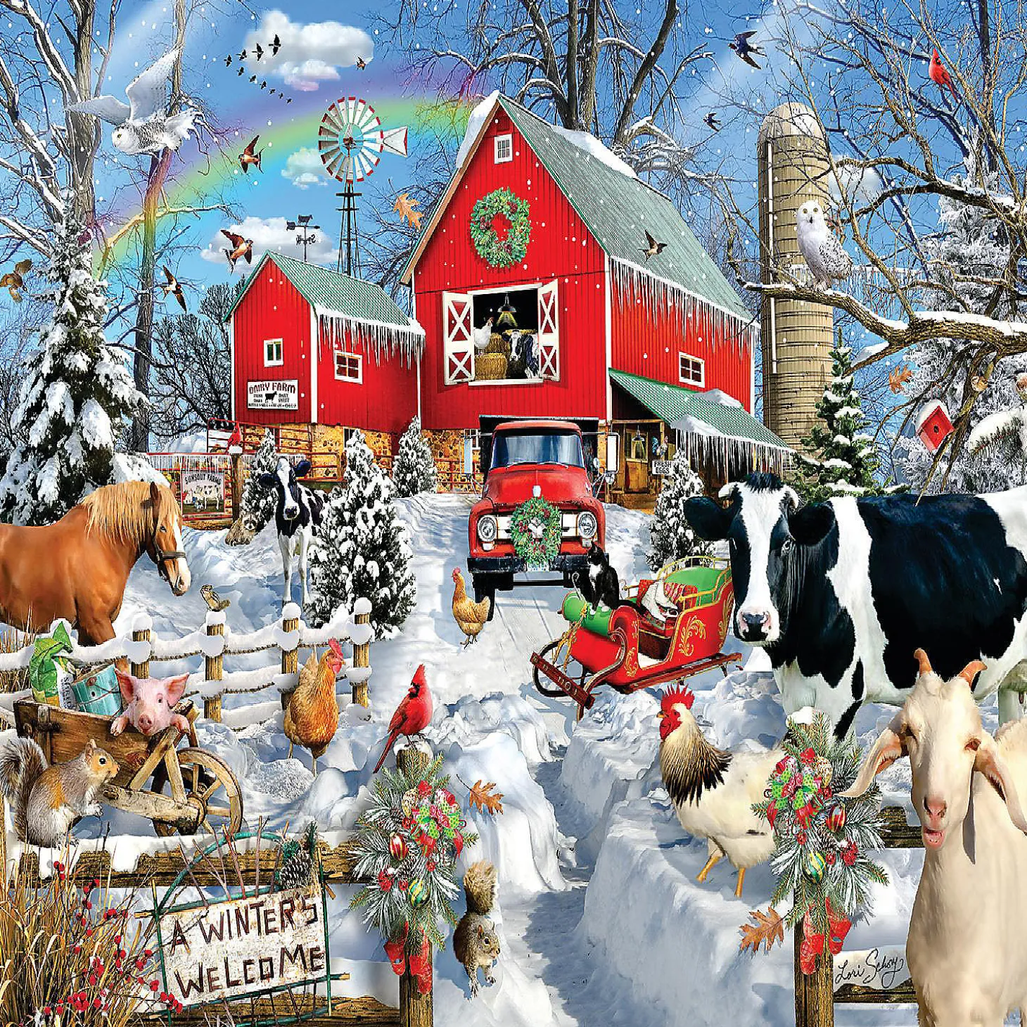 Sunsout Winter Barn 300 Pc Jigsaw Puzzle