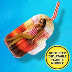 Take 2 Floats Root Beer Water Float & Noodle Pool Blow Up Inflatable Raft Mighty Mojo