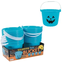 Teal Jack-O'-Lantern Bpa-Free Plastic Buckets - 24 Pc.