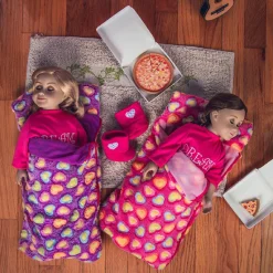 The Queen's Treasures 18 Inch Doll Accessories, Set Of 2 Soft Pink And Purple Sleeping Bag Bedding Accessories