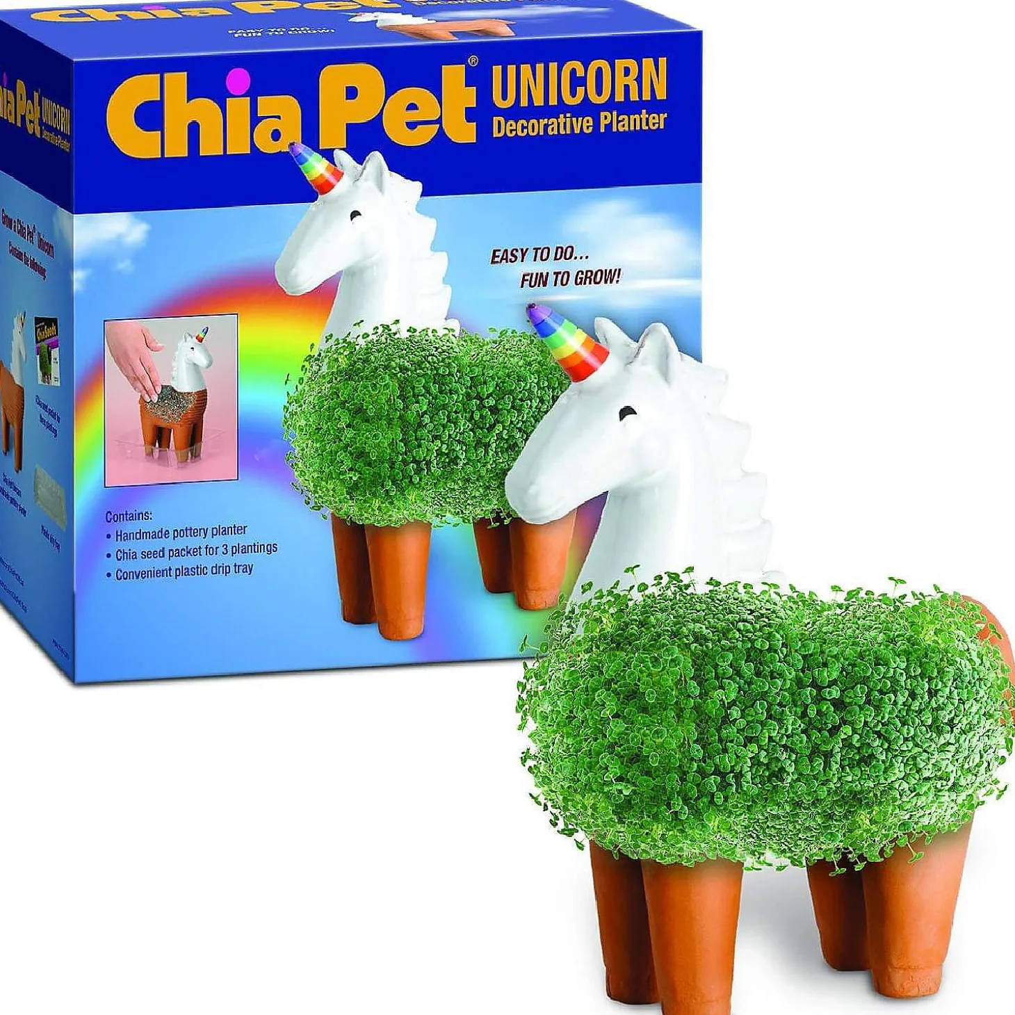 Unicorn With Rainbow Horn Chia Pet Decorative Planter