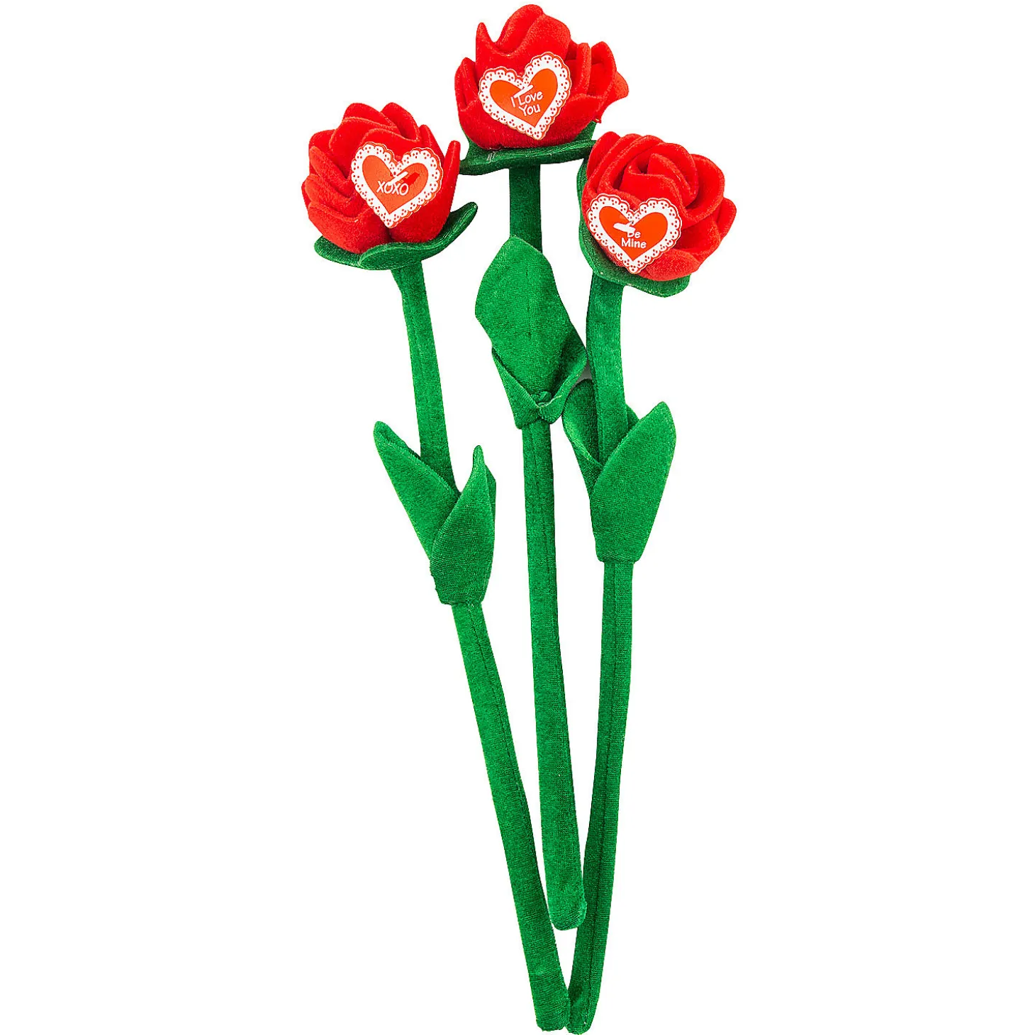 Valentine's Day Bendable Stuffed Red Roses With Card - 12 Pc.